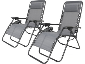 Set di 2 sedie da giardino reclinabili a gravità zero "Sintra" - Grigio