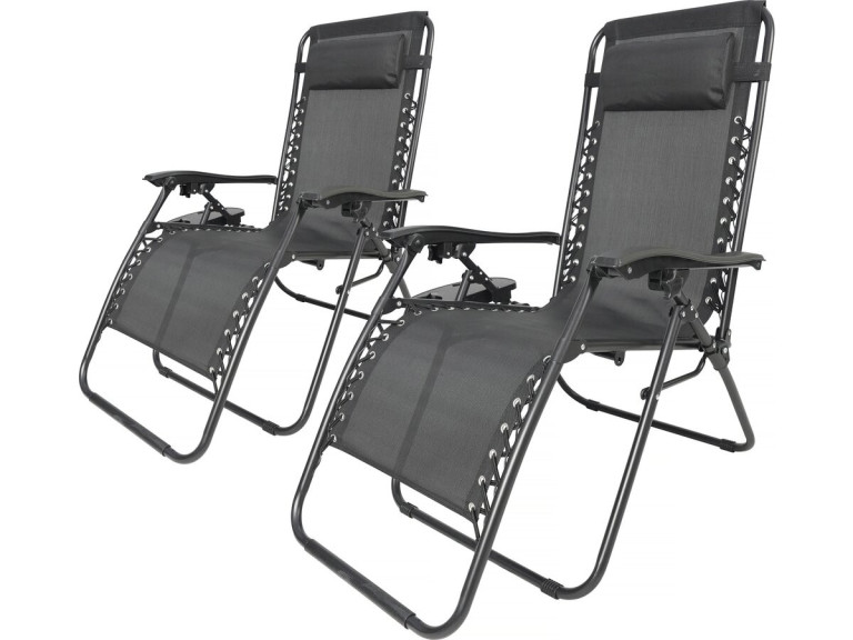 Set di 2 poltrone da giardino reclinabili a gravità zero "Sintra" - Nero
