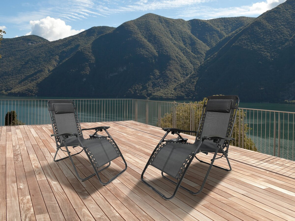 Set di 2 poltrone da giardino reclinabili a gravità zero "Sintra" - Nero