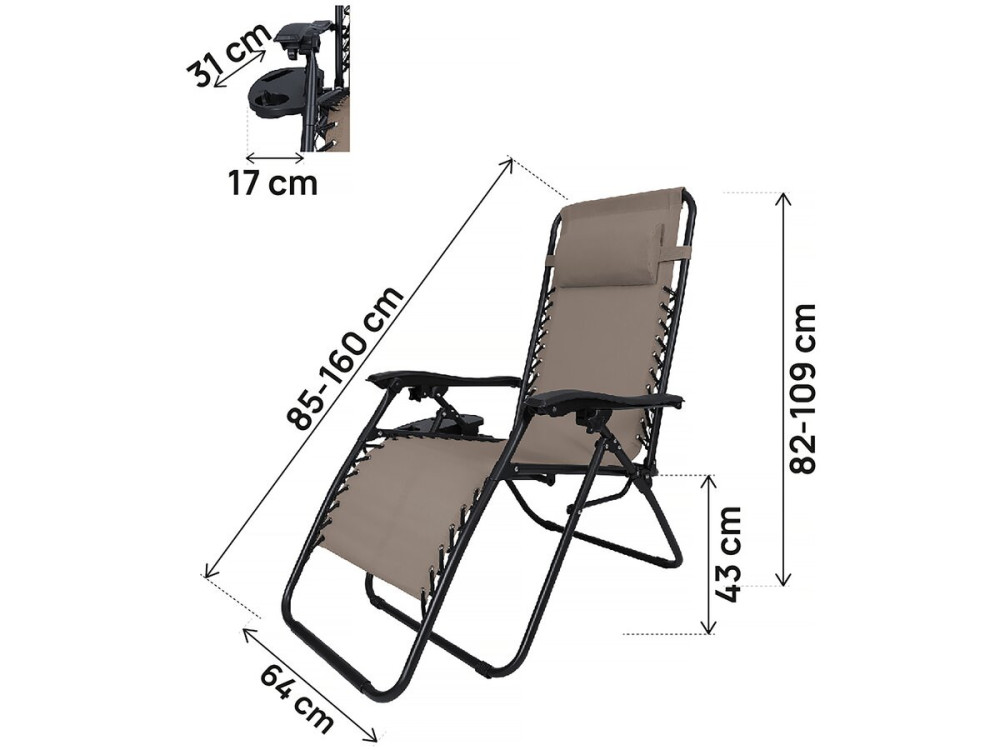 Set di 2 poltrone da giardino reclinabili a gravità zero "Sintra" - Taupe