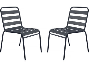 Set di 2 sedie da giardino impilabili in metallo "Bilbao" - Grigio