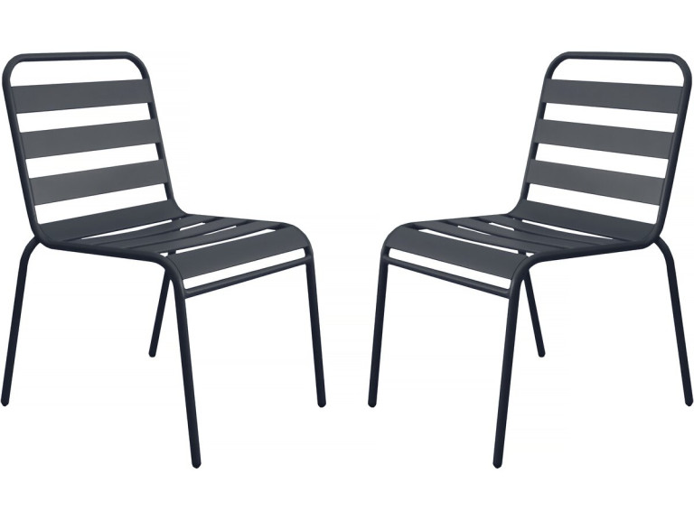 Set di 2 sedie da giardino impilabili in metallo "Bilbao" - Grigio