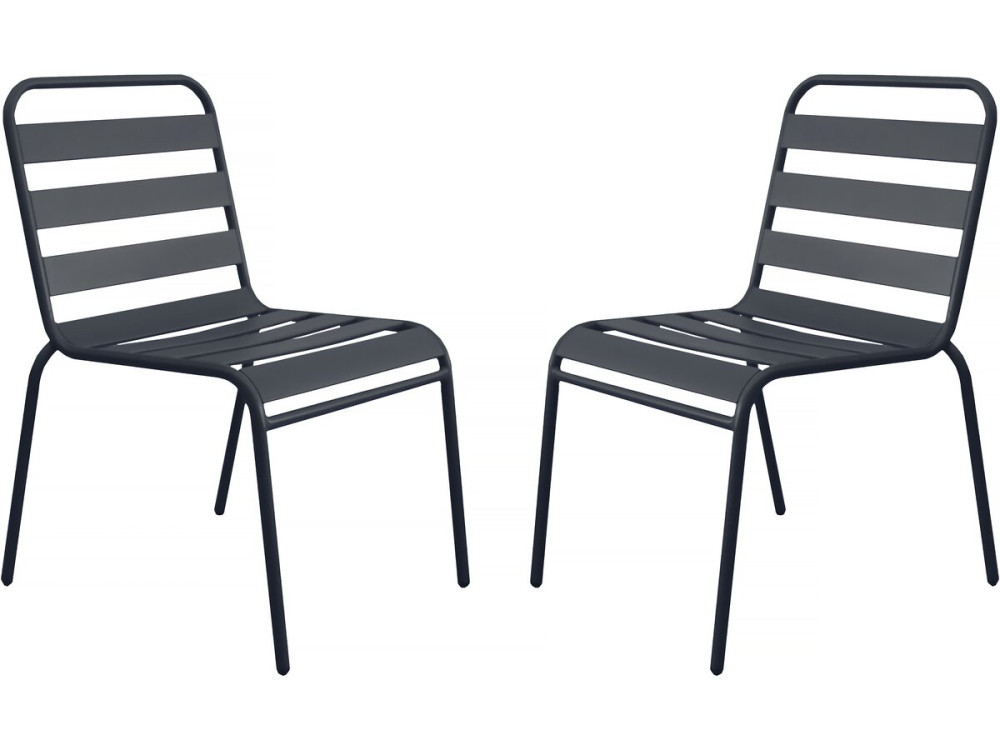 Set di 2 sedie da giardino impilabili in metallo "Bilbao" - Grigio