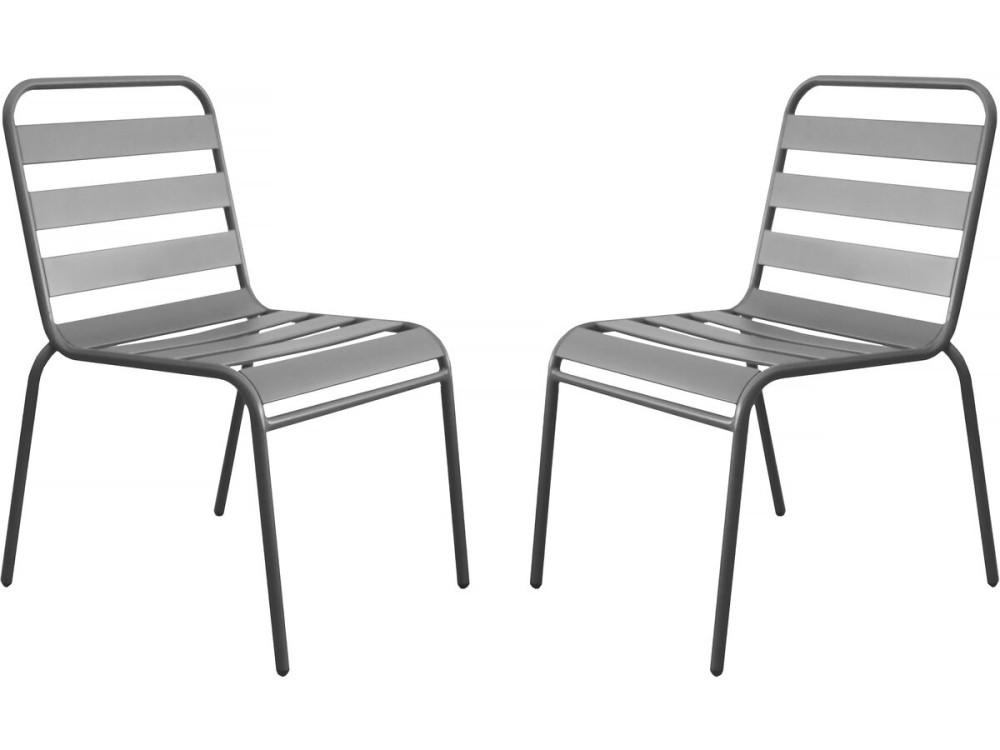 Set di 2 sedie da giardino impilabili in metallo "Bilbao" - Tortora