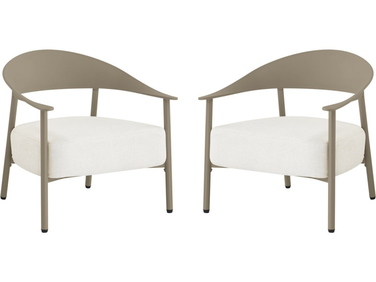 Set di 2 poltrone da giardino "Céora" in plastica e metallo - Taupe