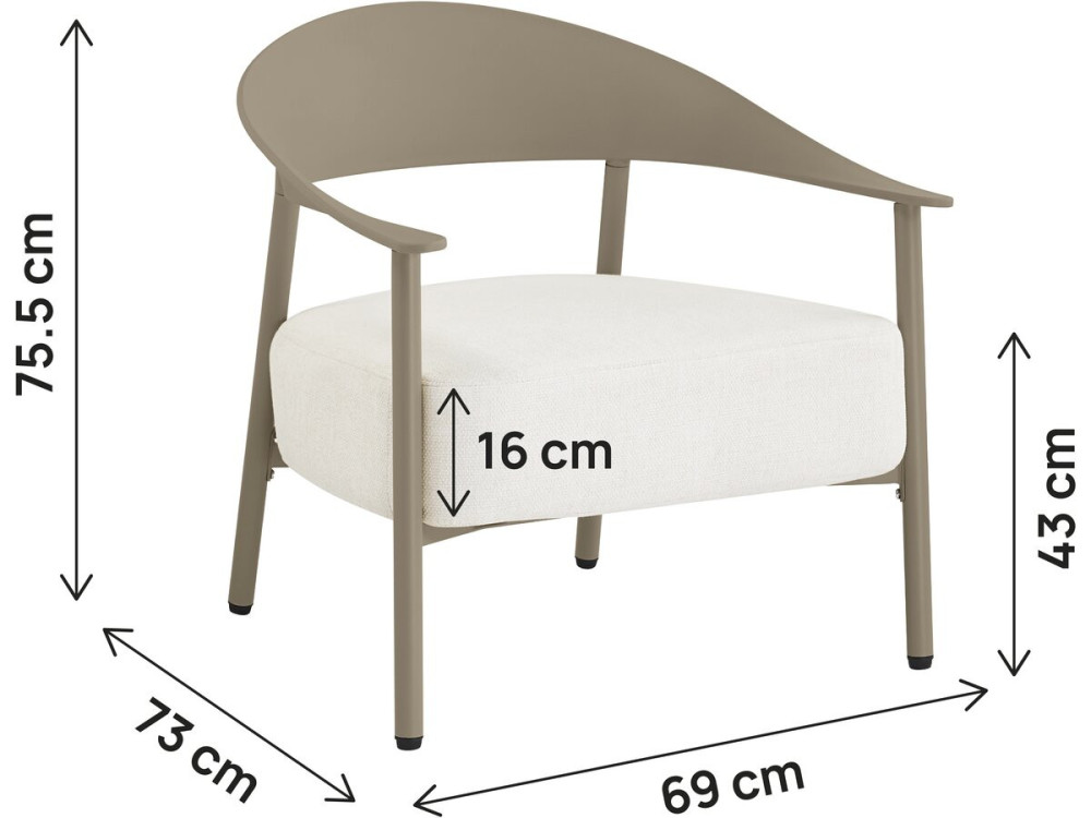 Set di 2 poltrone da giardino "Céora" in plastica e metallo - Taupe