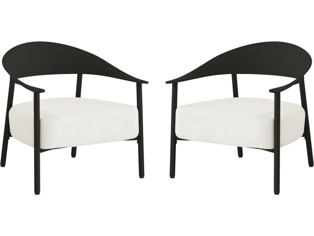 Set di 2 poltrone da giardino "Céora" in plastica e metallo - Nero