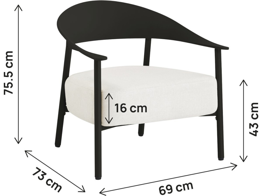 Set di 2 poltrone da giardino "Céora" in plastica e metallo - Nero