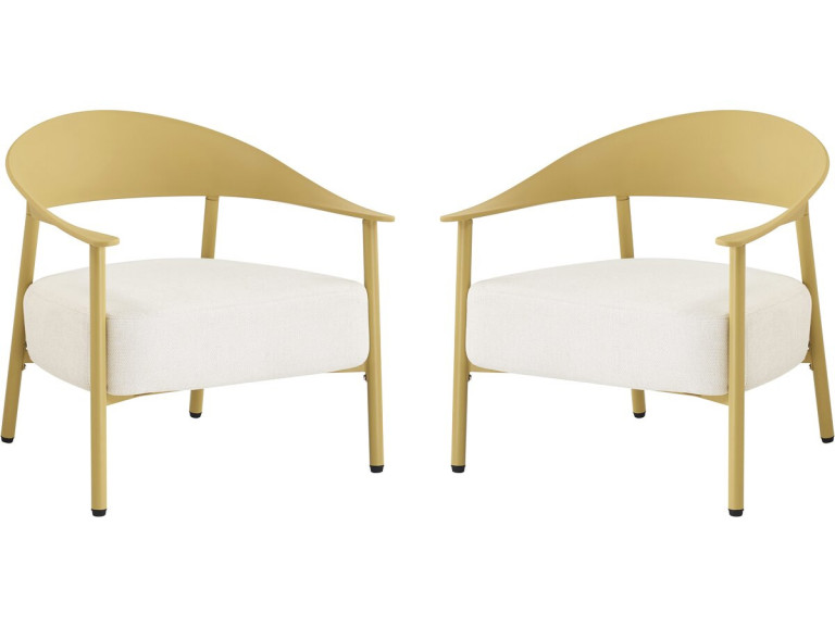 Set di 2 poltrone da giardino "Céora" in plastica e metallo - Giallo