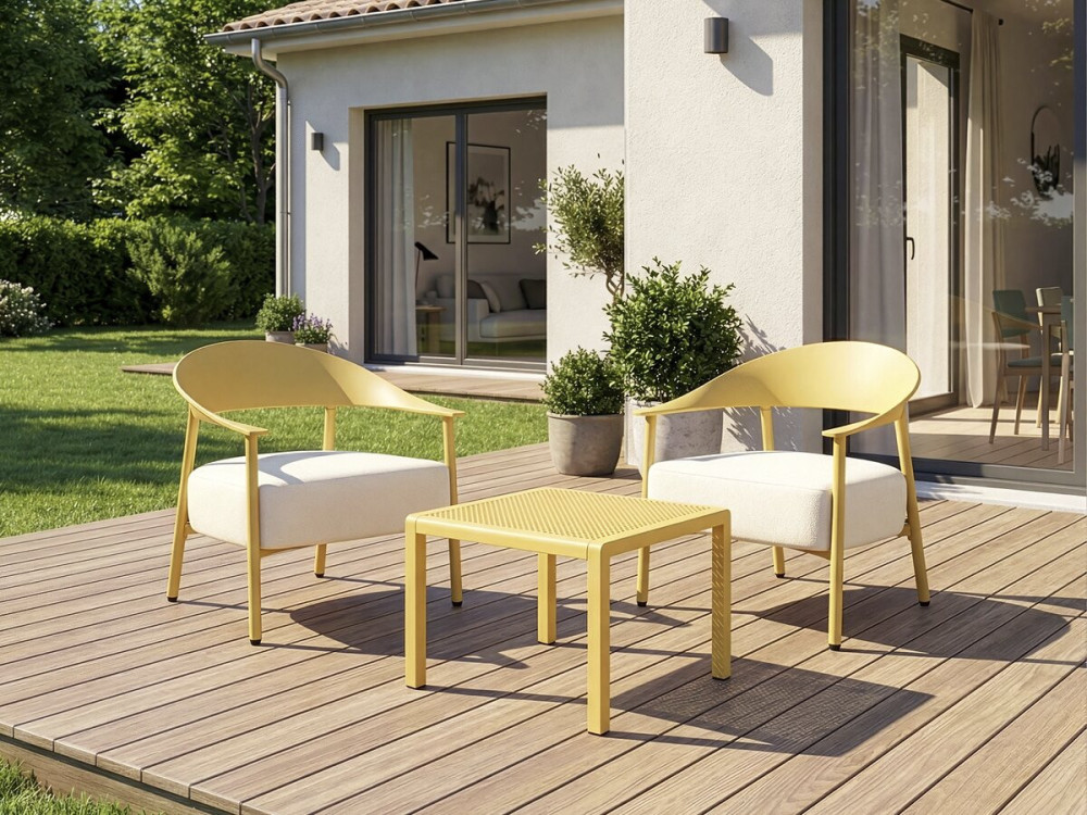Set di 2 poltrone da giardino "Céora" in plastica e metallo - Giallo