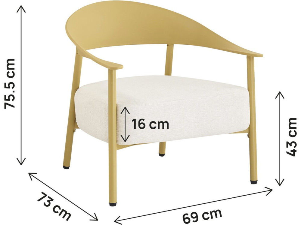 Set di 2 poltrone da giardino "Céora" in plastica e metallo - Giallo