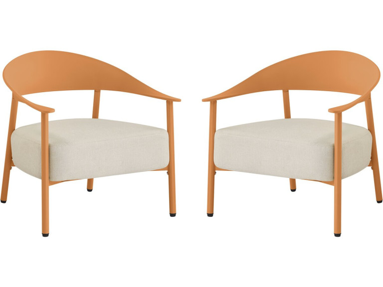 Set di 2 poltrone da giardino "Céora" in plastica e metallo - Arancione