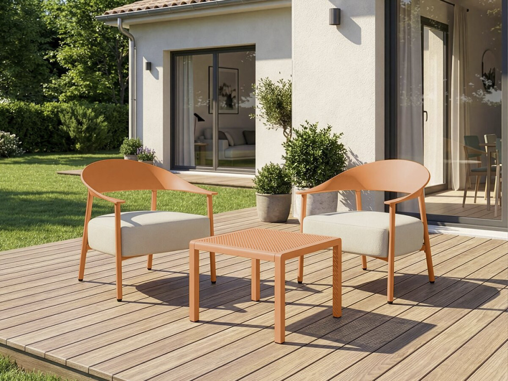 Set di 2 poltrone da giardino "Céora" in plastica e metallo - Arancione