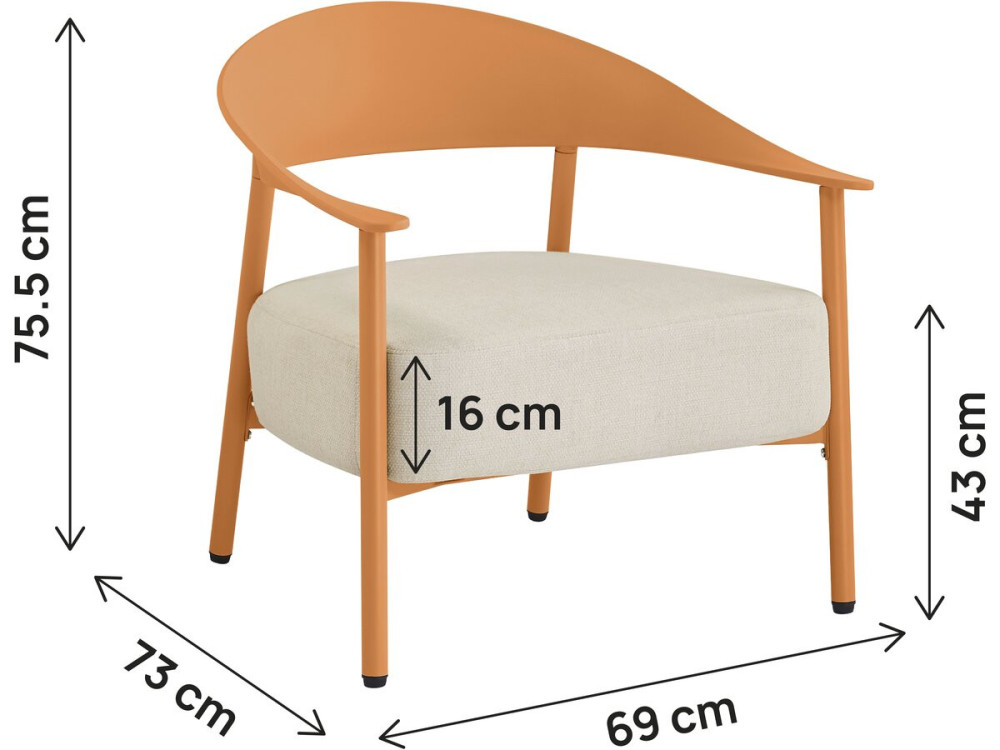 Set di 2 poltrone da giardino "Céora" in plastica e metallo - Arancione