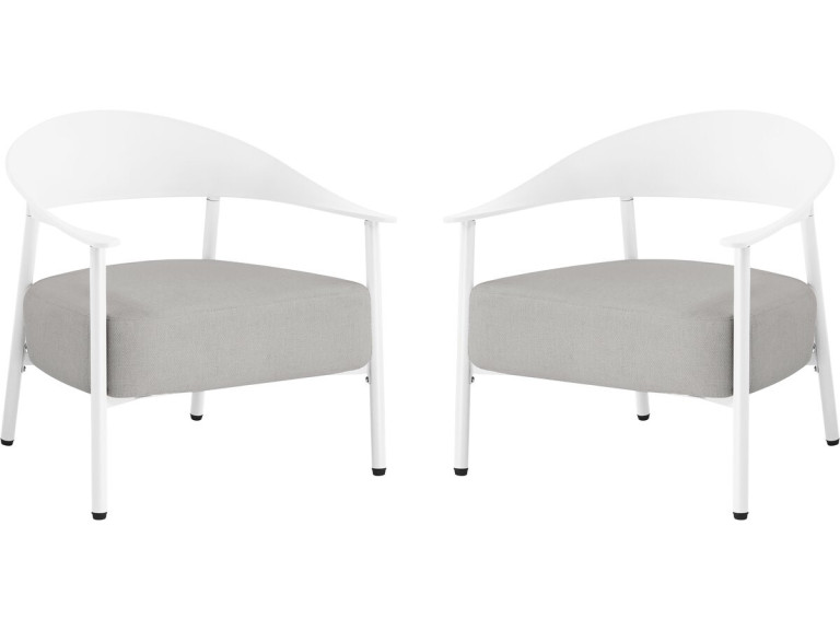 Set di 2 poltrone da giardino "Céora" in plastica e metallo - Bianco