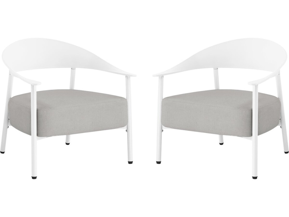 Set di 2 poltrone da giardino "Céora" in plastica e metallo - Bianco