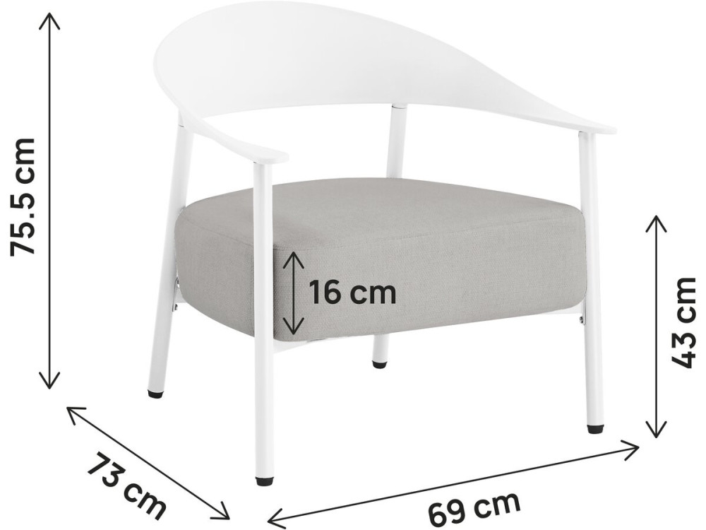 Set di 2 poltrone da giardino "Céora" in plastica e metallo - Bianco