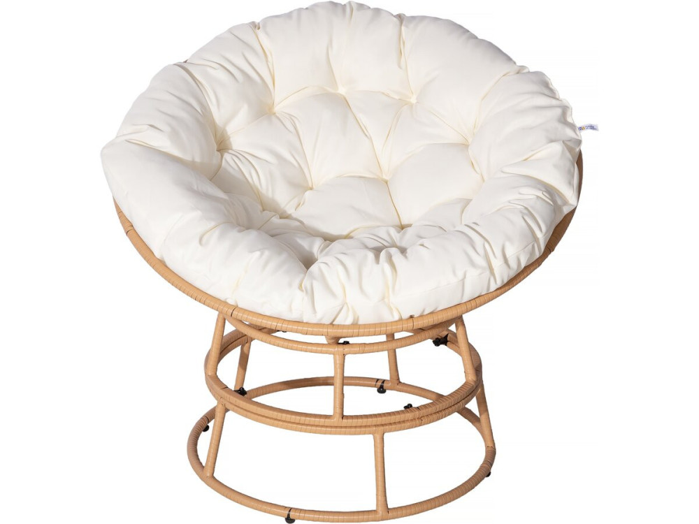 Poltrona Papasan da interno/esterno stile loveuse "Bali" - Ø91cm - Beige