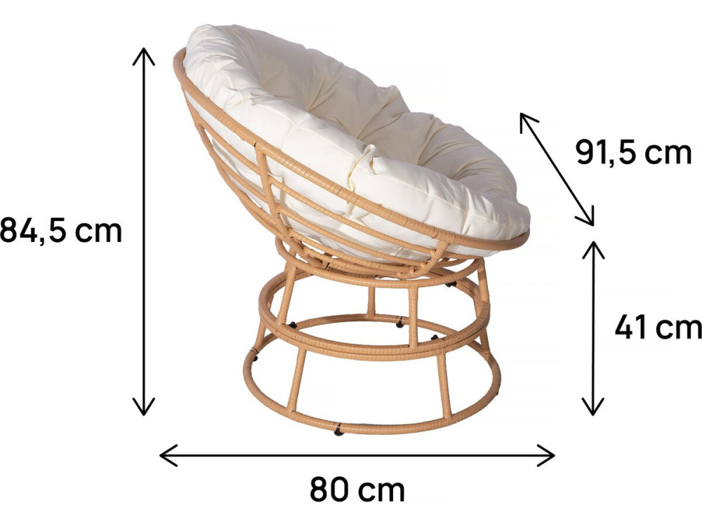 Poltrona Papasan da interno/esterno stile loveuse "Bali" - Ø91cm - Beige