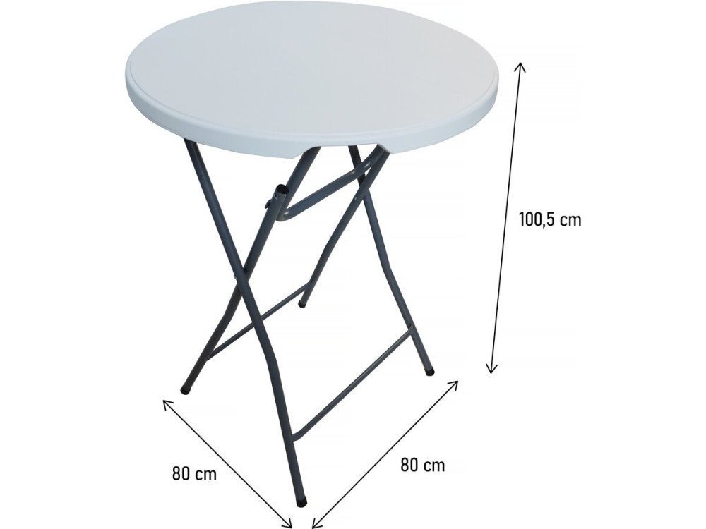 Tavolo alto pieghevole in plastica "Lili" Ø 80 cm - bianco