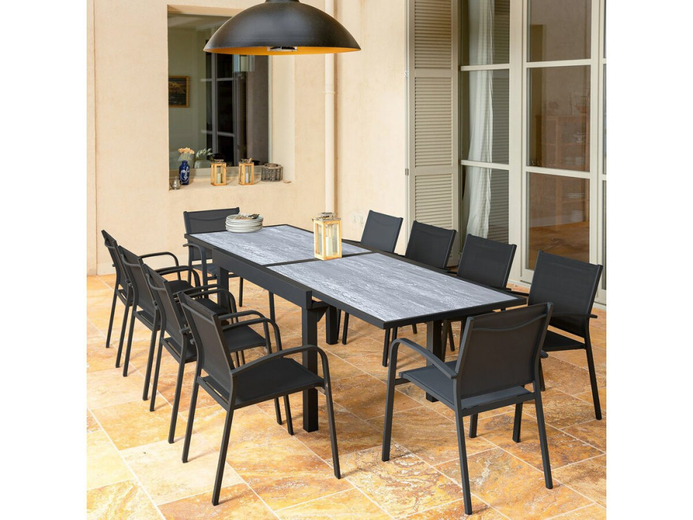Tavolo da giardino allungabile in alluminio "Lagos" - 200/320 x 105 x 76 cm - Grigio