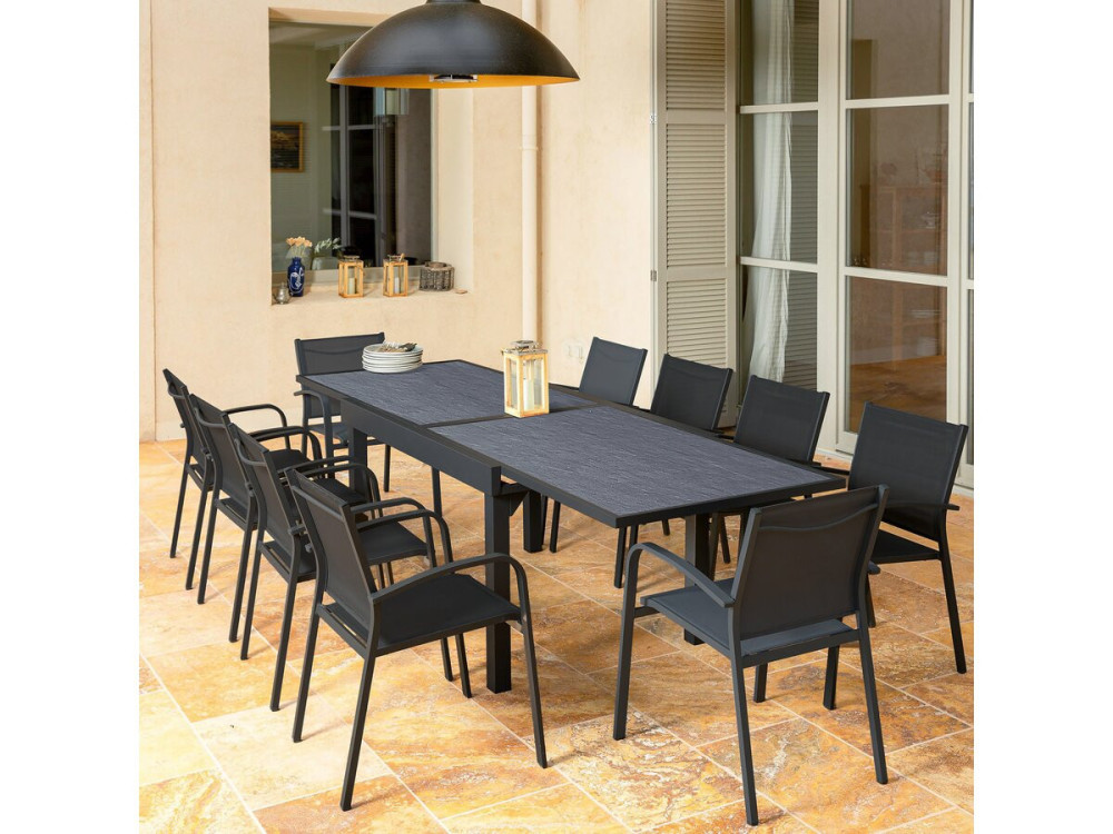Tavolo da giardino allungabile in alluminio "Lagos" - 200/320 x 105 x 76 cm - Nero