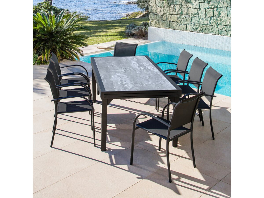 Tavolo da giardino allungabile in alluminio "Lagos" - 140/280 x 90 x 76 cm - Grigio
