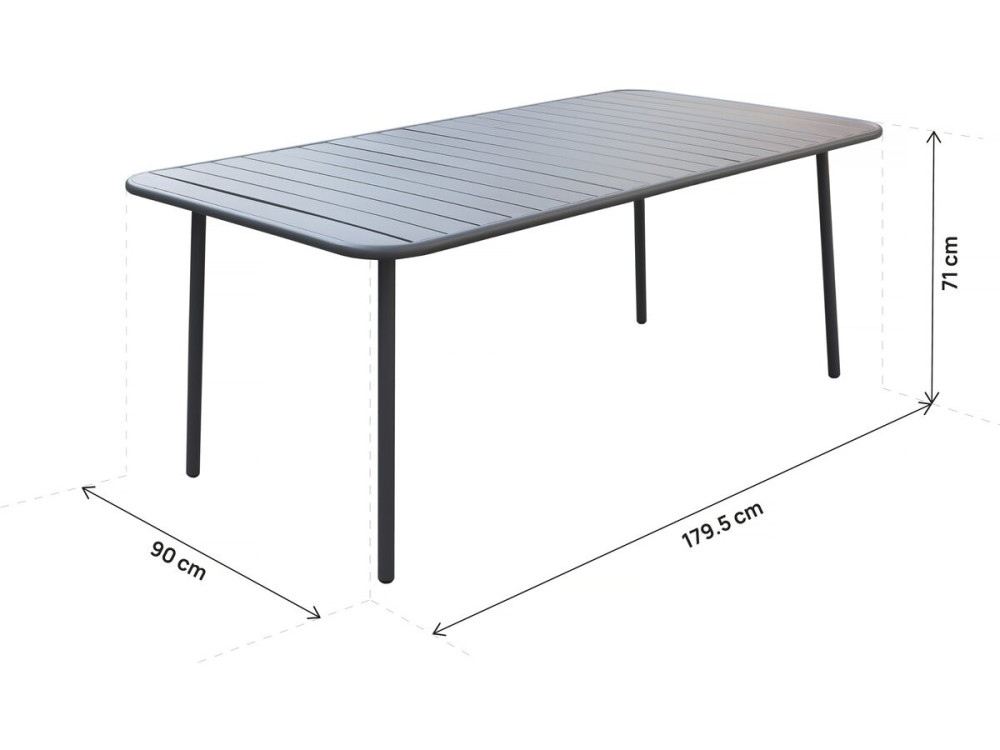 Tavolo da giardino in metallo "Bilbao" - 180 x 90 x 71 cm - Grigio