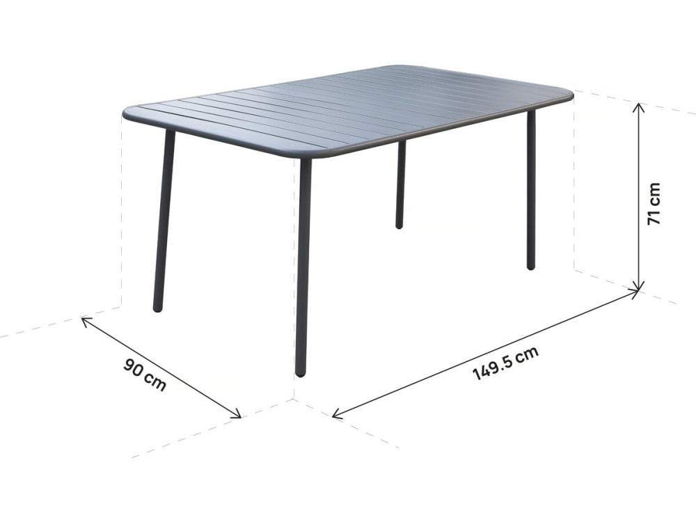Tavolo da giardino in metallo "Bilbao" - 150 x 90 x 71 cm - Grigio