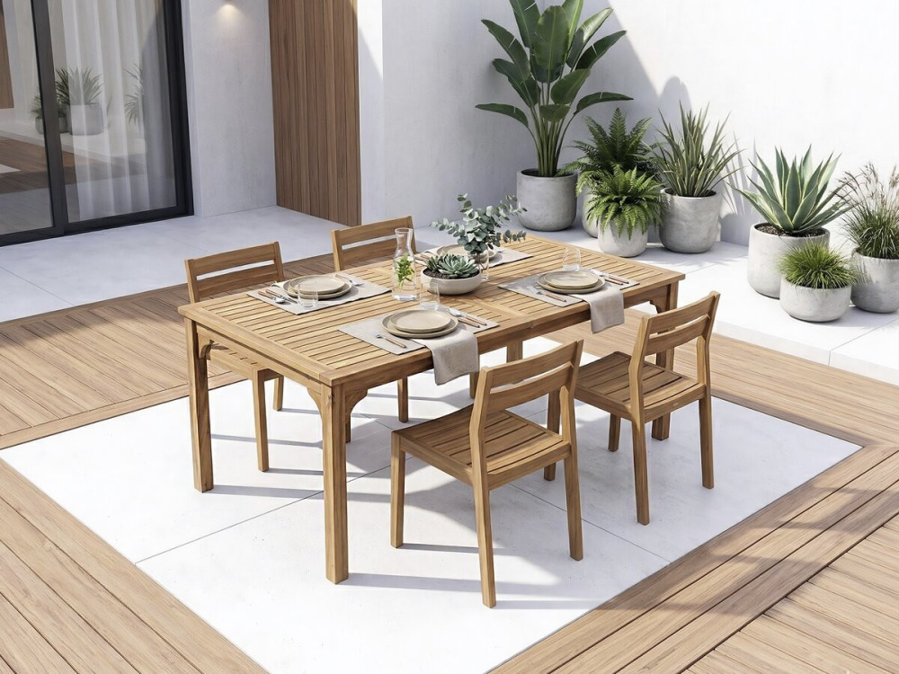 Tavolo da giardino allungabile in legno "Valladolid" 180/240 cm - posti a sedere da 6 a 10 - Marrone