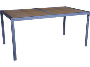 Tavolo da giardino in metallo finto legno "Tossa" - 160 x 90 x 75 cm - Marrone