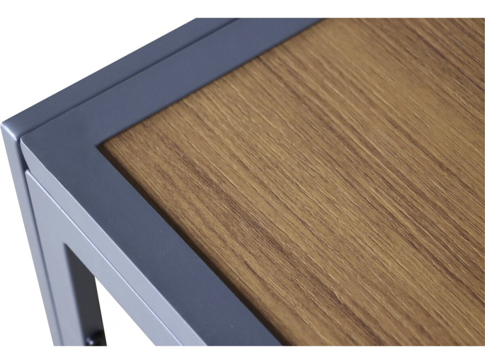 Tavolo da giardino in metallo finto legno "Tossa" - 160 x 90 x 75 cm - Marrone