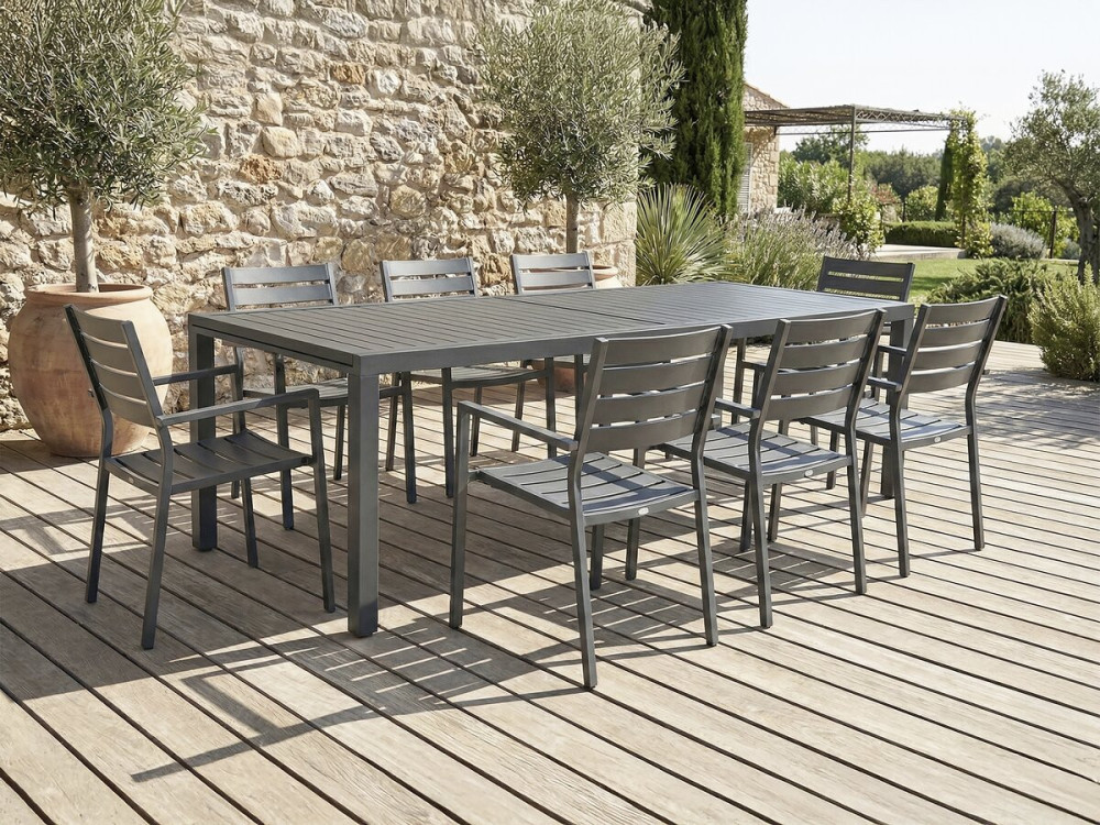 Tavolo da giardino allungabile in metallo "Salou" - 240/300 x 100 x 75 cm - Grigio