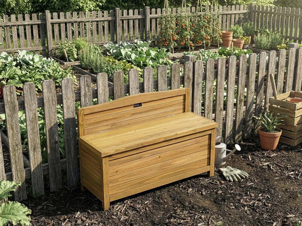Panchina da giardino in legno "Ben" - 90 x 33 x 60 cm - Marrone