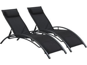 Set di 2 lettini prendisole Beauty "Phoenix" in alluminio Nero