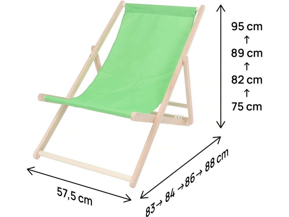 Set di 2 sedie a sdraio in legno "Chilean" - 107 x 56.5 x 81 cm - Verde