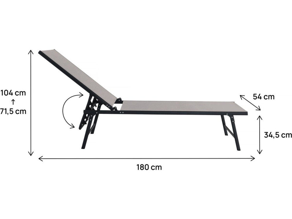 Set di 2 lettini prendisole in metallo "Sublima" - 180 x 54 x 104 cm - Tortora