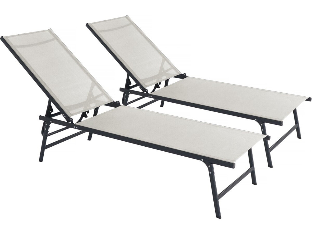 Set di 2 lettini prendisole in metallo "Sublima" - 180 x 54 x 104 cm - Beige