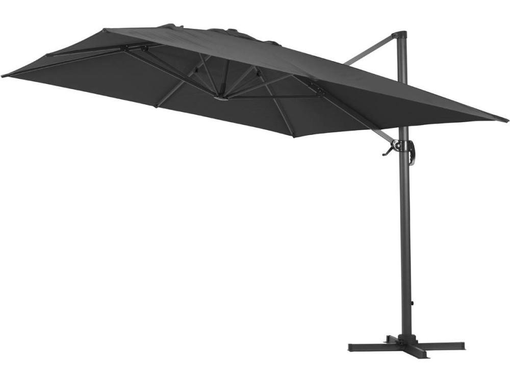 Ombrellone decentrato da giardino Alu "Sun 4" - Rettangolo - 3 x 4 m - Nero + Copertura protettiva
