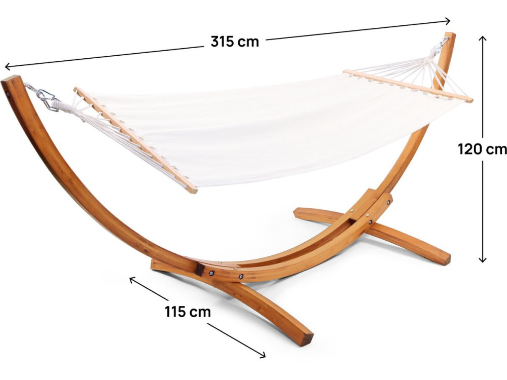 Amaca di legno con tela di cotone "Dallas" - 3 m - Ecru