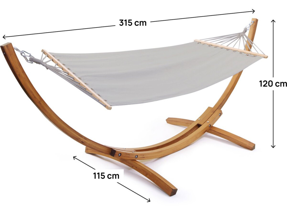 Amaca in legno con tela di cotone "Dallas" - 3 m - Grigio
