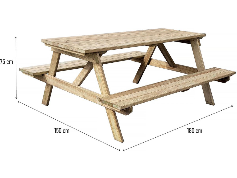 Tavolo da picnic per adulti "Gardenia" - 180 x 150 x 75 cm - 6/8 persone