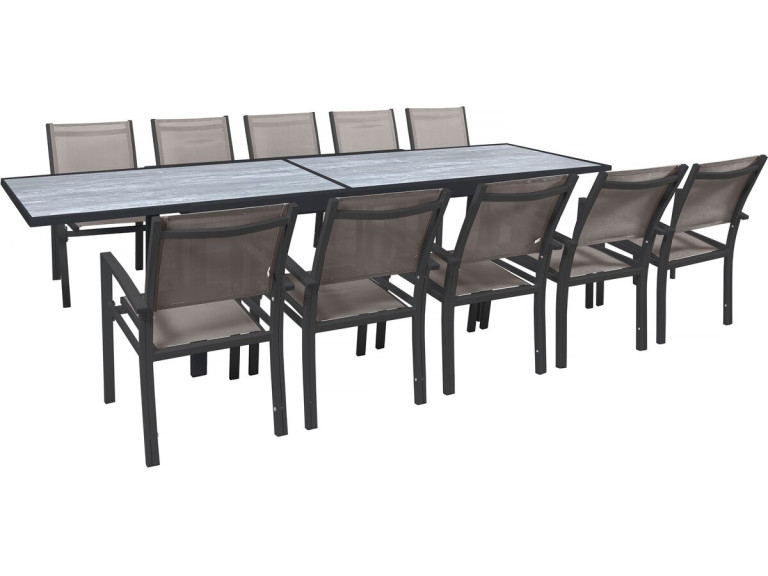 Set da pranzo da giardino estensibile "Lagos" - 200/320 x 105 x 76 cm - Tortora - 10 posti