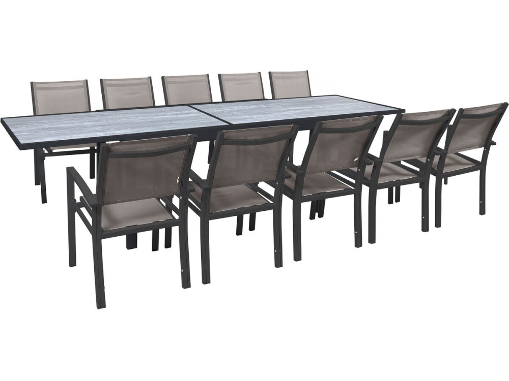 Set da pranzo da giardino estensibile "Lagos" - 200/320 x 105 x 76 cm - Tortora - 10 posti