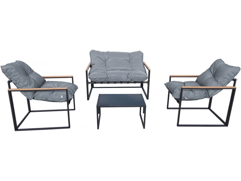 Set di mobili da giardino "Jules" - 4 posti - Grigio/Nero