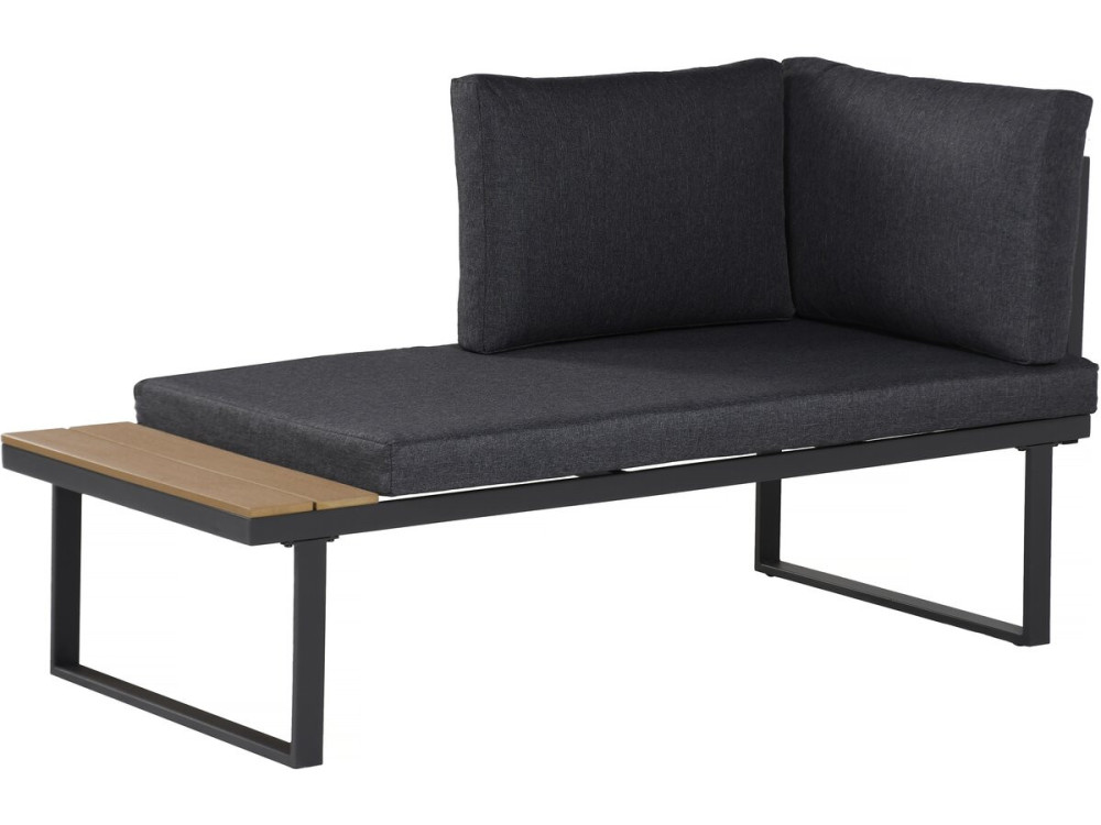 Set di mobili da giardino, divano angolare in finto legno "Liora" - 4 posti - Grigio
