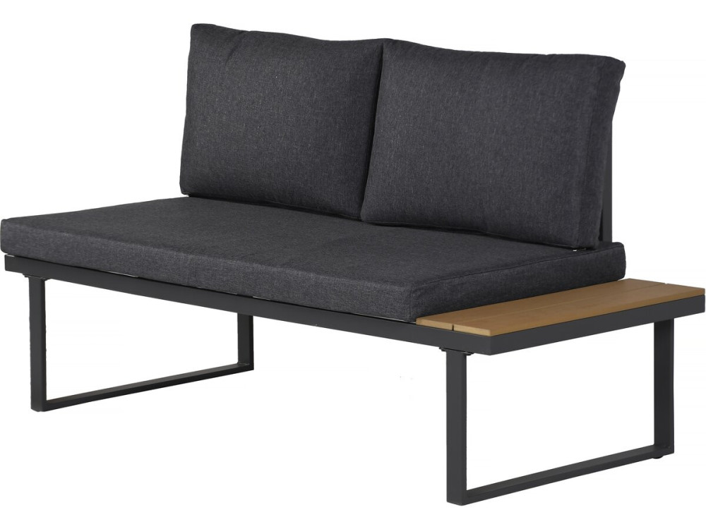 Set di mobili da giardino, divano angolare in finto legno "Liora" - 4 posti - Grigio