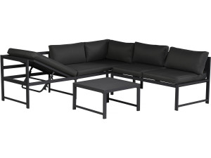 Set di mobili da giardino in metallo "Etna" - 6 posti - Grigio
