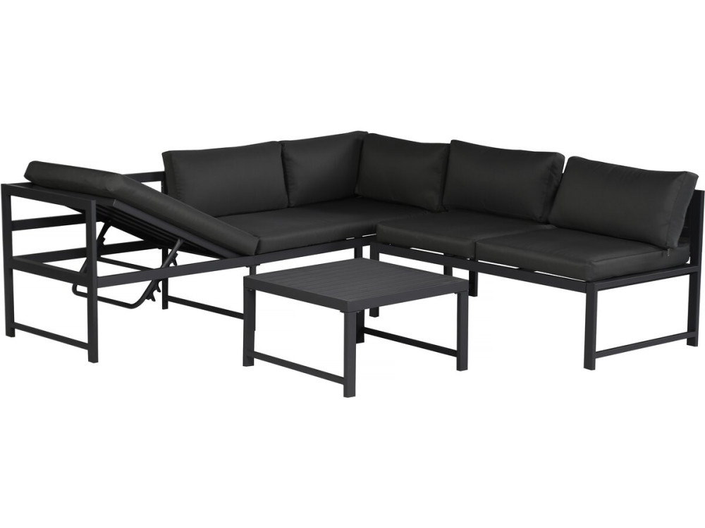 Set di mobili da giardino in metallo "Etna" - 6 posti - Grigio
