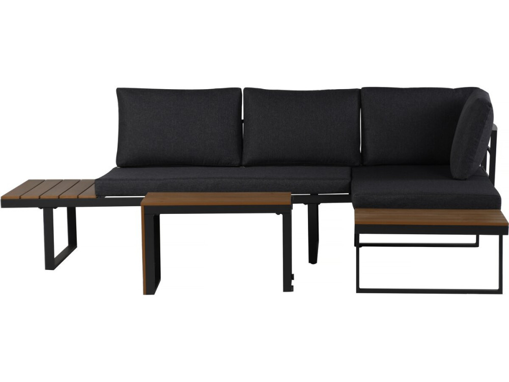 Set di mobili da giardino "Sylva" divano angolare modulare, finitura in finto legno - 4 posti - Grigio